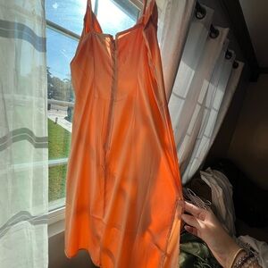 Forever 21 Satin Orange Dress with adjustable straps and mini slit